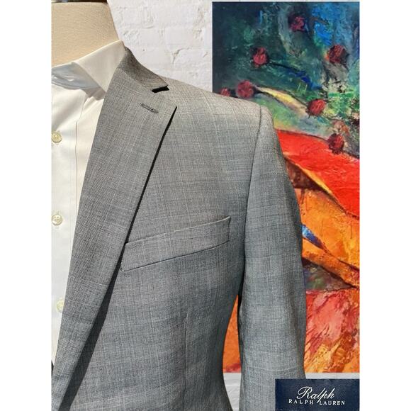 New WOT Ralph Lauren RRL 44L Gray and Ice Blue Glen Plaid Blazer Suit Jacket - Picture 5 of 16